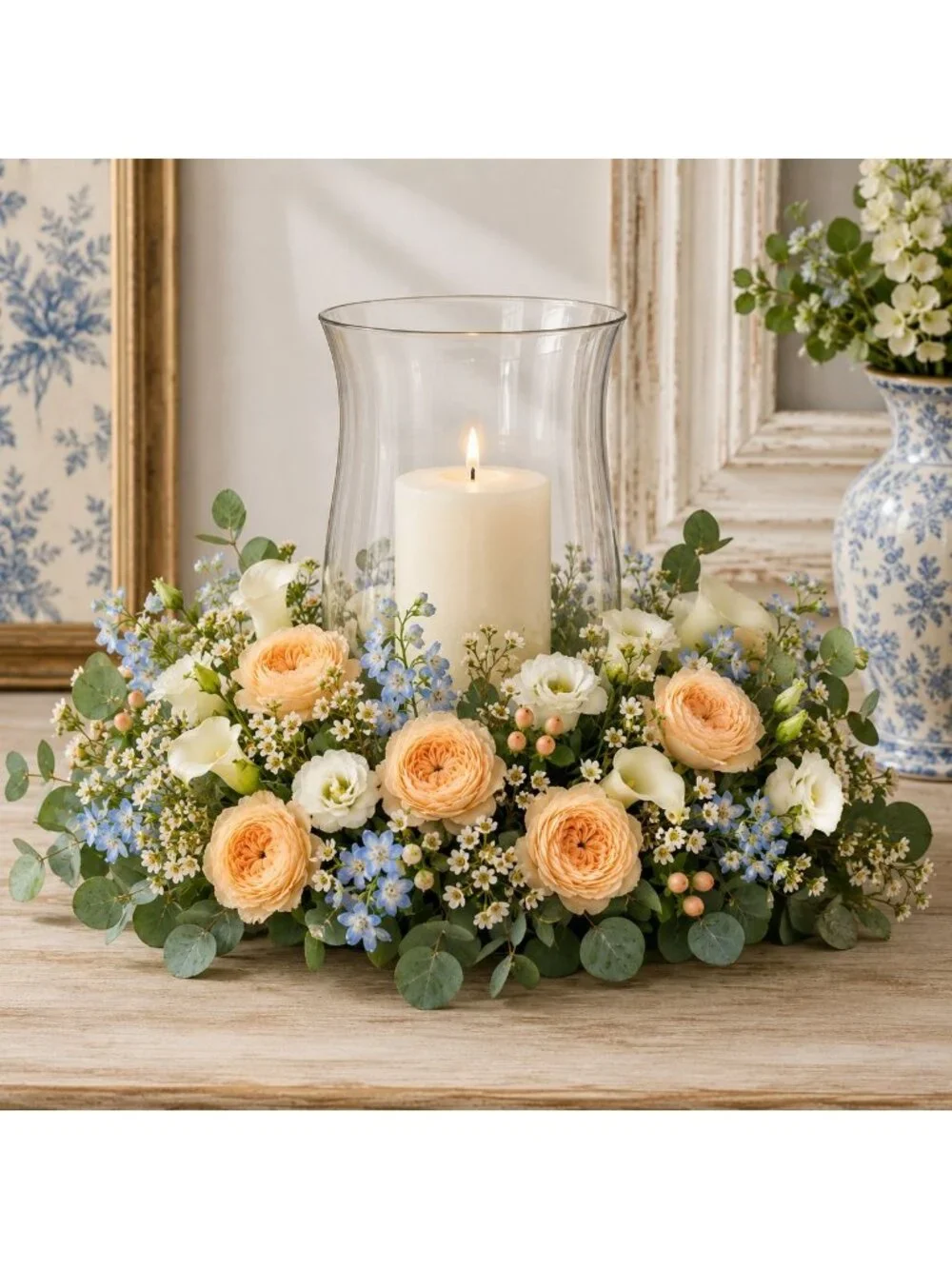 Creamy Peach Artificial Peony Ranunculus Flowers Set of 6 with 7 Inch Wire Stems